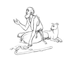 Pencil Drawing. A Beggar Asks For Alms