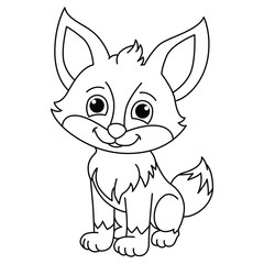 Wall Mural - Funny fox cartoon for coloring book.