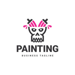 Sticker - paint skull logo design