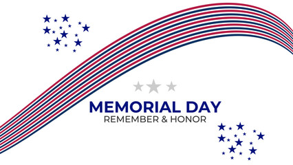 Wall Mural - Memorial Day patriotic image background. America Honoring All Who Served. banner, cover, poster, flyer, website, brochure, greeting card, backdrop. Vector illustration