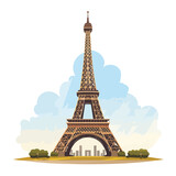 Fototapeta Boho - Famous Eiffel Tower flat vector.
