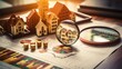 the importance plan of due diligence in a property buying strategy with an image showcasing research tools, magnifying glass, and strategic investigation