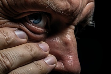 A man with mental problems with emotional pain, depression and anxiety, close up