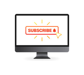 Poster - Subscribe button icon. Monitor screen. Flat style. Vector icon