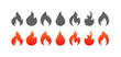 Fire icon set. Collection of fire icons. Flat style. Vector icons