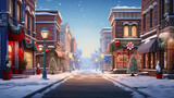 Fototapeta Fototapeta Londyn - Charming town sparkles in festive joy, shops ablaze with holiday spirit. Thanksgiving to Christmas, a magical journey unfolds in every adorned