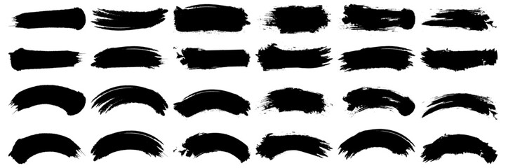 set of paint brush, ink brush, grungy brushes strokes. brush stroke collection isolated on transpare
