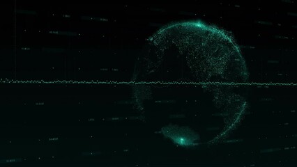 Poster - Animation of data processing over globe on black background