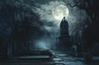 Gothic Nighttime Grave Visit Generative AI