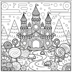 House Coloring Page Vector