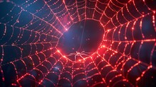 Glowing Spider Web A Red Hot Night In August Generative AI