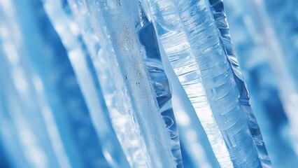 Poster - A close-up view of a bunch of ice icicles. Perfect for winter-themed designs and holiday promotions.