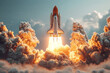 The space shuttle begins to take off into space. 3d illustration