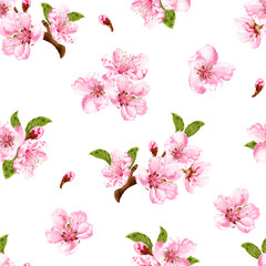 Canvas Print - Spring seamless pattern with peach blossom.