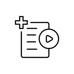 Poster - Add playlist outline icons, minimalist vector illustration ,simple transparent graphic element .Isolated on white background