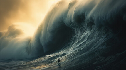 Poster - Surfer on huge wave.