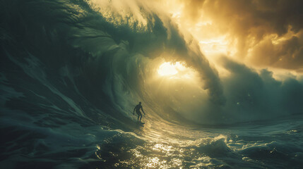 Poster - Surfer on huge wave.