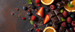 chocolate and orange, chocolate with citrus, dark chocolate and fresh fruit, dessert concept