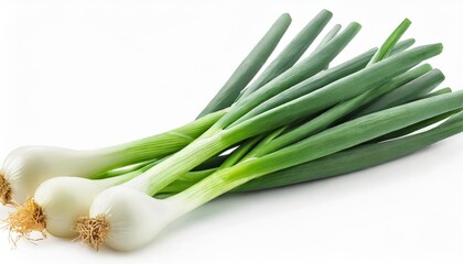 Wall Mural - green onion isolated on the white background with full depth of field