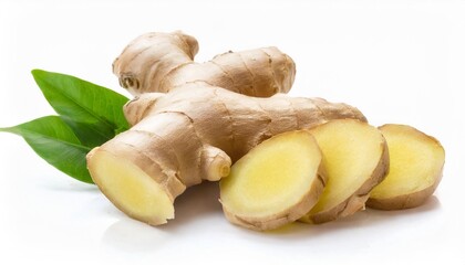 Wall Mural - fresh ginger root or rhizome isolated on white background cutout