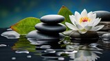 Fototapeta Desenie - Spa still life with water lily and zen stone in a serenity pool
