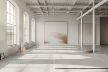 Poster - Empty art gallery interior. Background image. Created with Generative AI technology