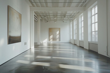 Poster - Empty art gallery interior. Background image. Created with Generative AI technology