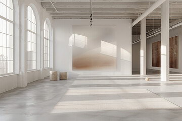 Poster - Empty art gallery interior. Background image. Created with Generative AI technology