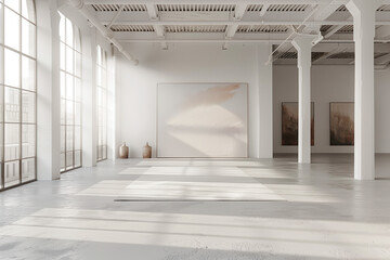 Poster - Empty art gallery interior. Background image. Created with Generative AI technology