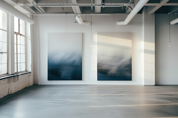 Poster - Empty art gallery interior. Background image. Created with Generative AI technology