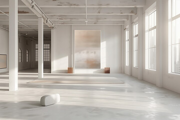 Poster - Empty art gallery interior. Background image. Created with Generative AI technology