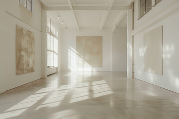 Poster - Empty art gallery interior. Background image. Created with Generative AI technology