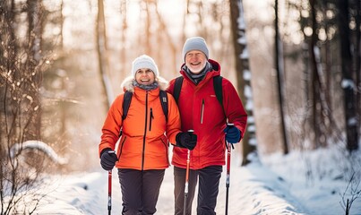 Winter Wonderland: Two People Enjoying the Snowy Landscape