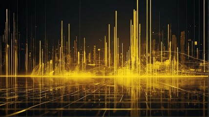 Wall Mural - Abstract yellow theme futuristic fade computer technology business background from Generative AI