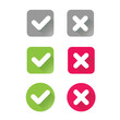 © yana - Check and wrong icons set of check marks. Green tick, red cross, black tick and cross. Yes or no - Vector