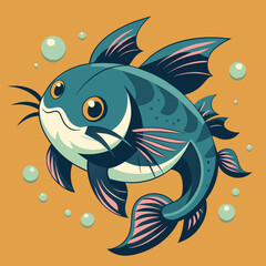 Wall Mural - Catfish cute pet vector EPS