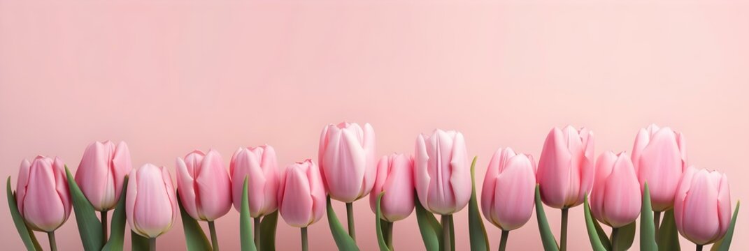 Concept of Quiet Luxury. Background in light pink colors, background floral pattern, pink tulips. Luxury background template for menu, sale, luxury invitation template, formal invitation, voucher. 