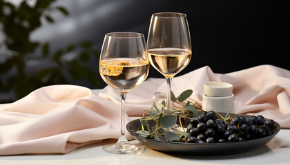 Wall Mural - Celebration of nature elegance wine, fruit, and fresh summer generated by AI