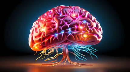 Brain background, bright human brain on isolated background