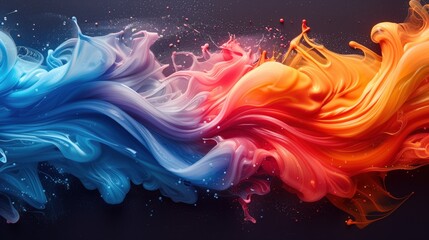 Wall Mural - creativity wallpaper, colorful ink or liquid splatter, multicolored smoke, vibrant, colorful, funny theme