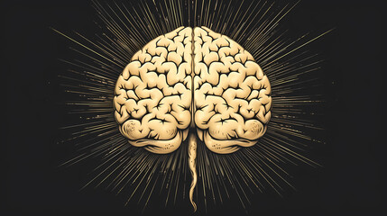 Brain background, bright human brain on isolated background