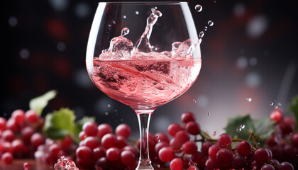 Wall Mural - Celebration of nature elegance wine, fruit, and gourmet refreshment generated by AI