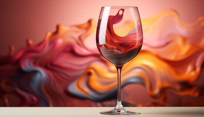 Sticker - Celebration of elegance red wine pouring, glass splashing, luxury backdrop generated by AI