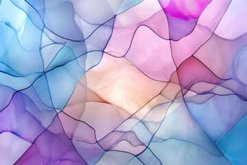 Poster - An image featuring a vibrant abstract background filled with dynamic wavy lines, Abstract background resembling stained glass in pastel hues, AI Generated