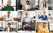 © Face Stock - Cheerful collage of professionals, each raising a hand in greeting, reflects a welcoming work environment with a focus on friendliness and openness. The array of approachable and diverse team members