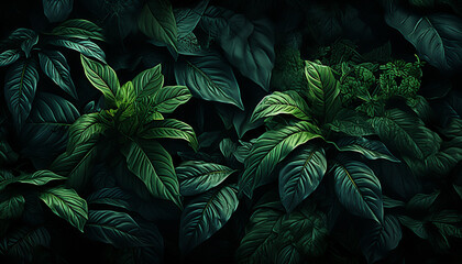 Wall Mural - Freshness of nature growth in a vibrant green forest backdrop generated by AI