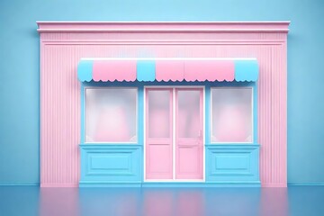 Wall Mural - 3d style cute tiny pink and blue boutique 