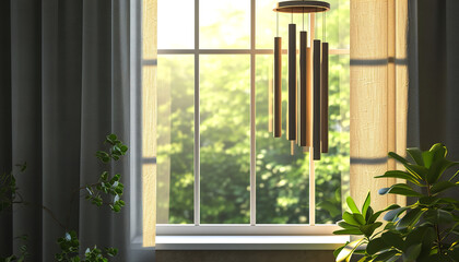 Wall Mural - Feng Shui Wind Chime Hanging by a Window - wide format