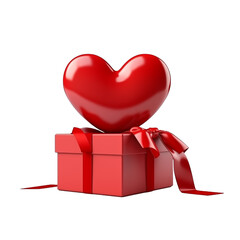 Wall Mural - red heart gift box with ribbon