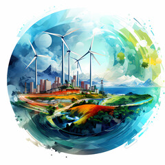 Sticker - Abstract representation of renewable energy source